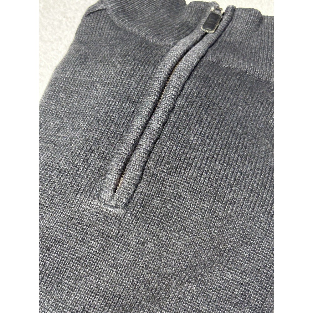 Oscar de la Renta Men's Large Quarter Zip Sweater Gray Knit Pullover Flawless